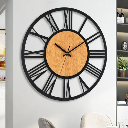 large 3d nordic retro roman numerals decorative silent wall clock - vue 6 sur 7