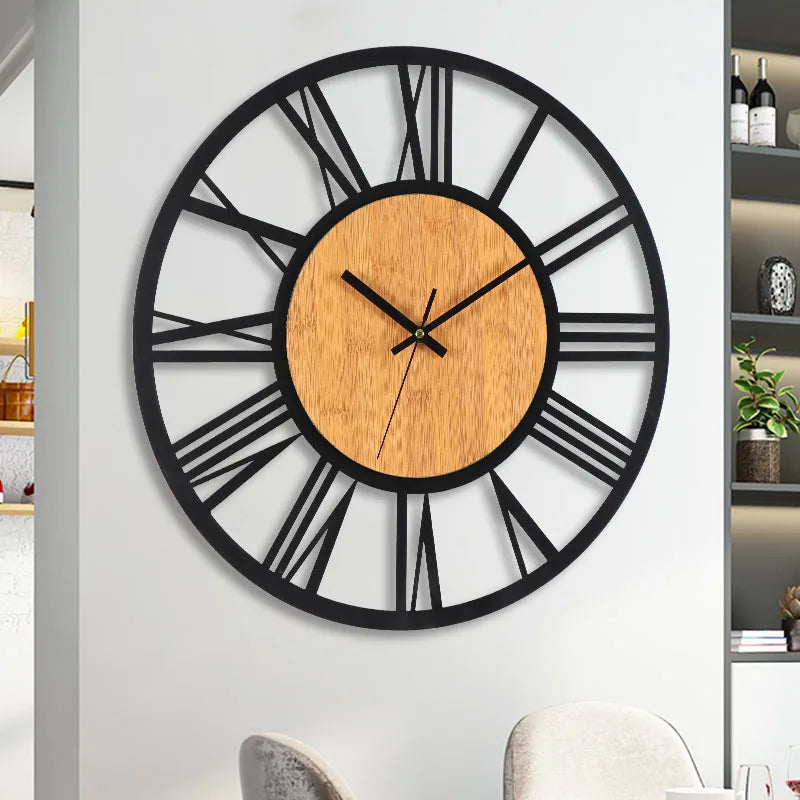 large 3d nordic retro roman numerals decorative silent wall clock - vue 6 sur 7