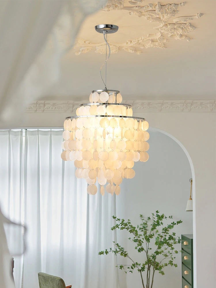 Romantic shell chandelier with wind chime nordic decorative style
