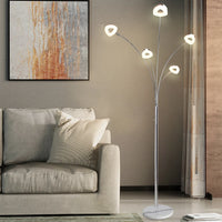 Depuley dimmable 5-light LED floor lamp with adjustable arms and head for bedroom or office