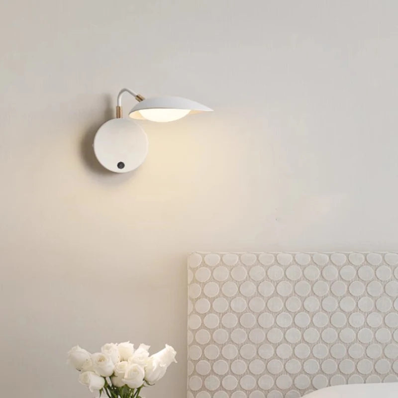 Modern retractable swing arm wall light for reading