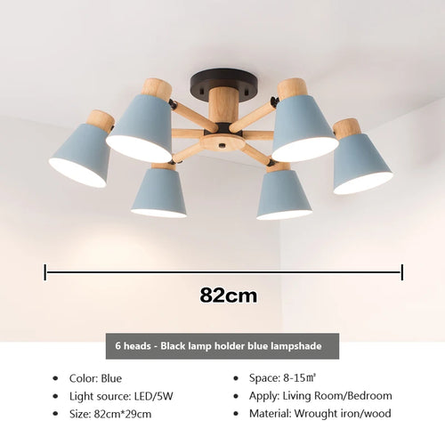Nordic solid wood chandelier modern lighting for hotel and restaurant - vue 17 sur 20