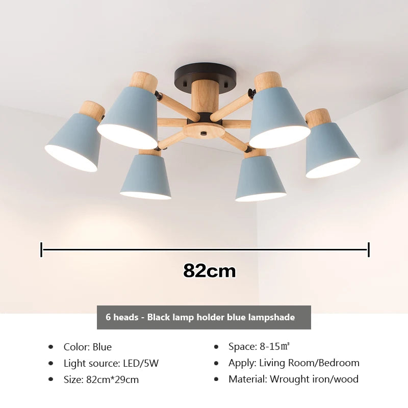Nordic solid wood chandelier modern lighting for hotel and restaurant - vue 17 sur 20