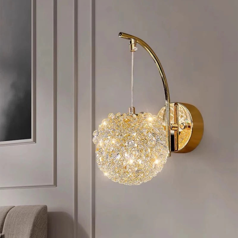 Elegant nordic crystal LED wall light
