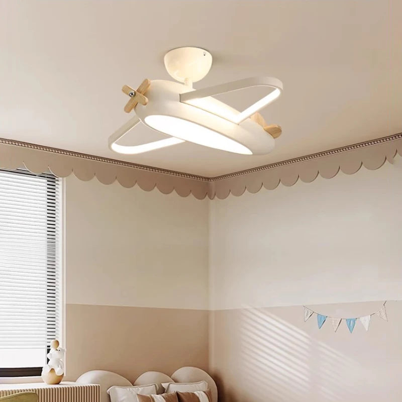 modern helicopter ceiling light for boy's bedroom - vue 4 sur 9