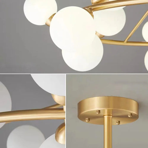 Modern acrylic and black gold brass chandelier for indoor lighting - vue 6 sur 12