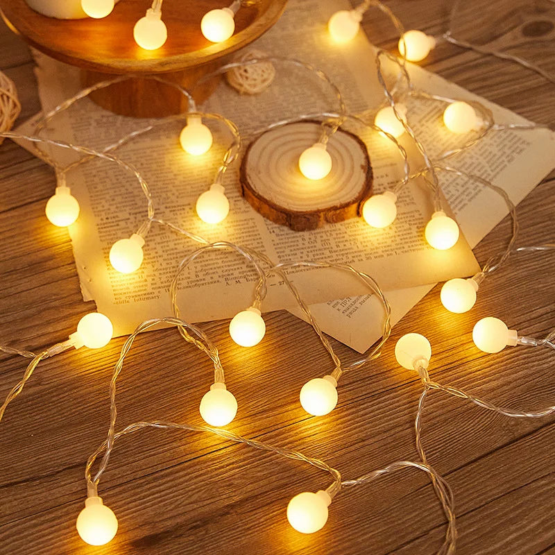 Led ball string light for outdoor and festive decorations