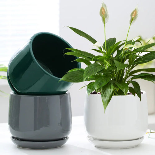 creative ceramic flower pot for indoor and outdoor decoration - vue 3 sur 9