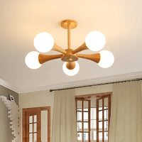 Japanese nordic solid wood log chandelier