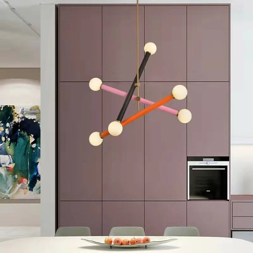 Minimalist art deco chandelier pendant light - vue 2 sur 10
