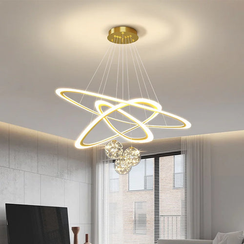 Modern LED ring pendant light for interior - vue 4 sur 10