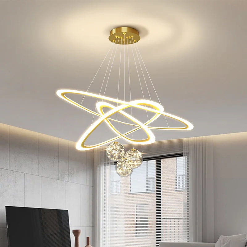Modern LED ring pendant light for interior - vue 3 sur 10
