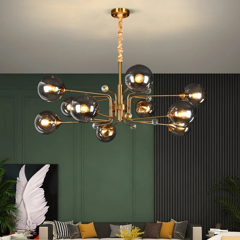 Modern LED chandelier with 10 globes decorative light