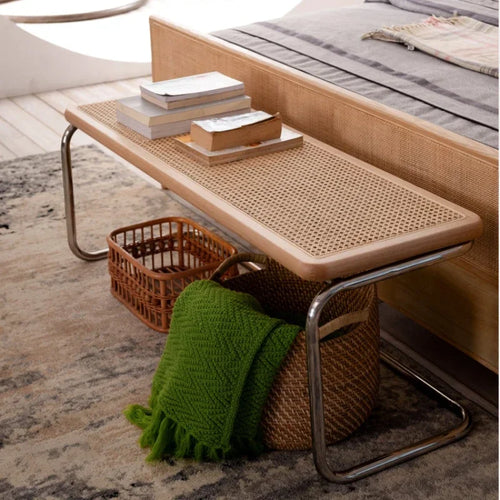 Nordic creative and versatile rattan shoe stool - vue 2 sur 8