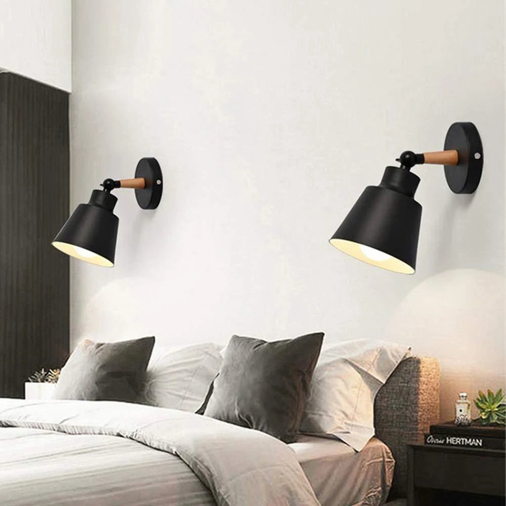 Nordic wooden wall light with adjustable head