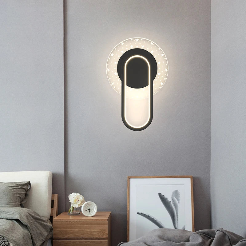 Minimalist oval aluminium wall light for stairs