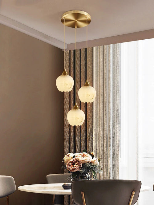 Nordic marble and copper pendant light minimalist design - vue 4 sur 9