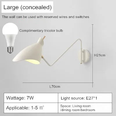 Adjustable long arm creative LED wall light