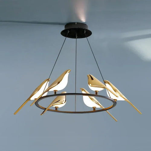 Led chandelier bird art loft original design decoration - vue 7 sur 18