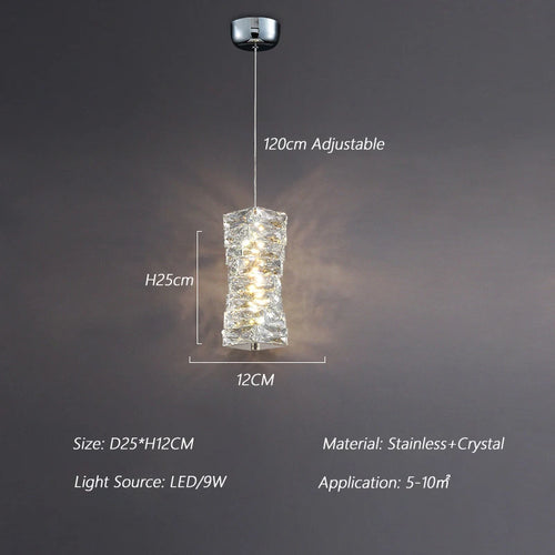 Modern Nordic pendant light in stainless steel and decorative crystal - vue 16 sur 18