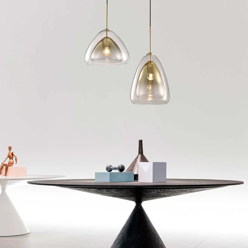 Nordic moon jelly LED pendant light with double glass cover - vue 4 sur 8