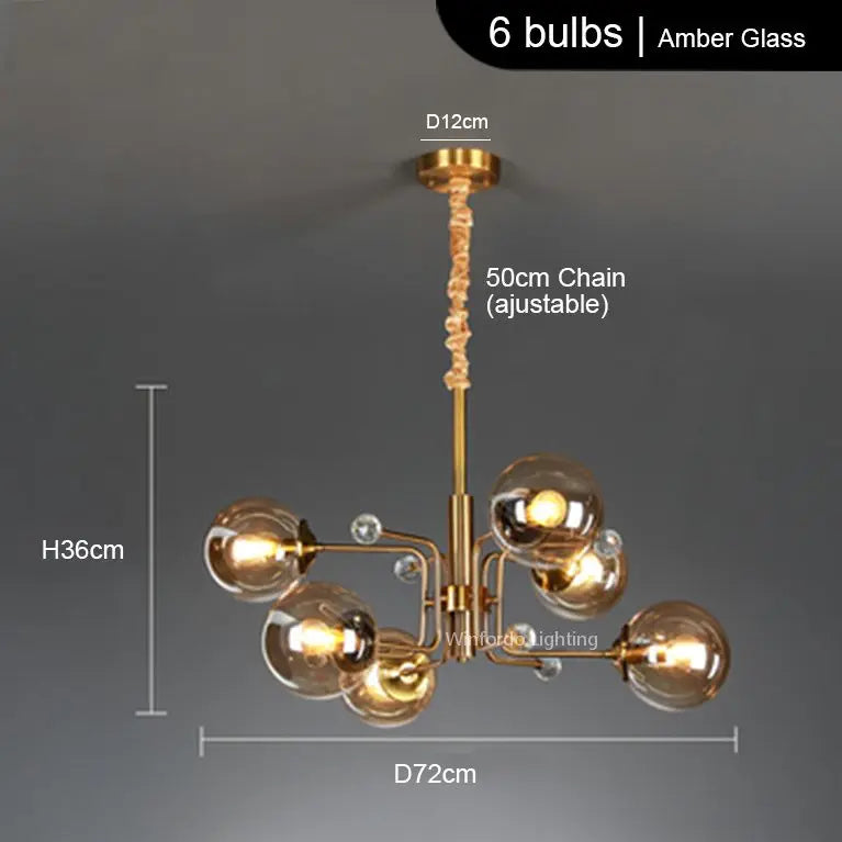Modern LED chandelier with 10 globes decorative light - vue 8 sur 18
