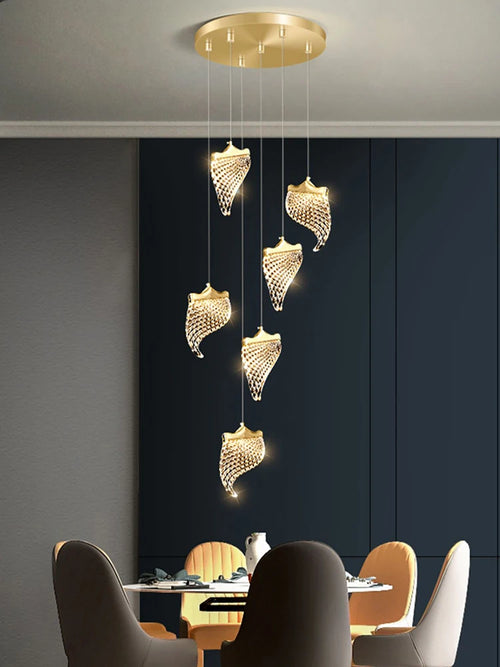 Modern LED chandelier suspended designer lighting for contemporary spaces - vue 5 sur 15