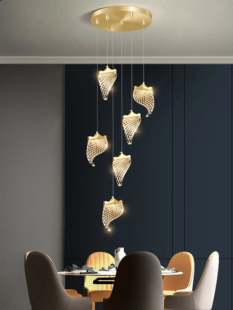 Modern LED chandelier suspended designer lighting for contemporary spaces - vue 4 sur 15