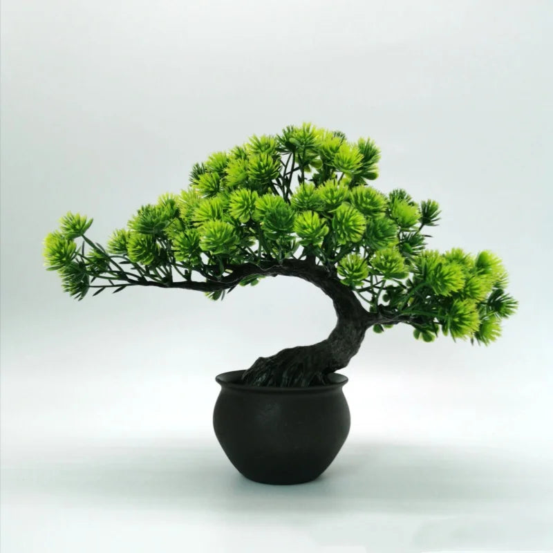 Decorative artificial bonsai plants in pots for indoor and garden use
