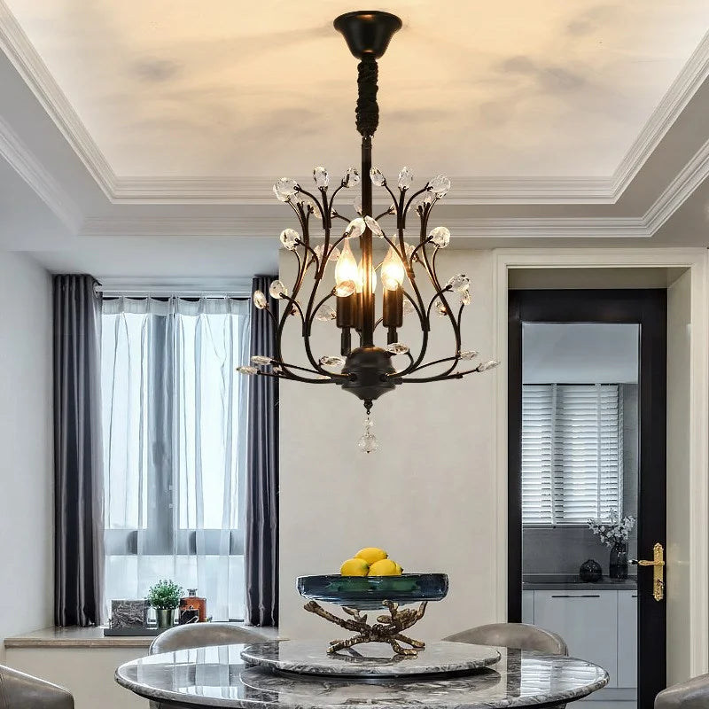 Vintage crystal chandelier with four arms for elegant lighting - vue 4 sur 8