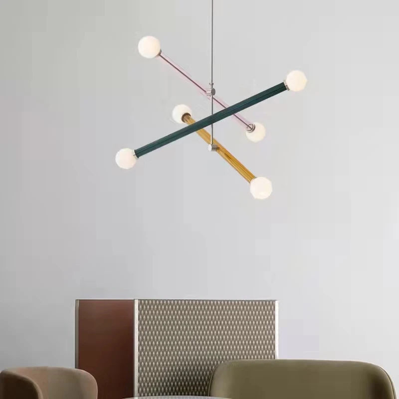 Minimalist art deco chandelier pendant light - vue 3 sur 10