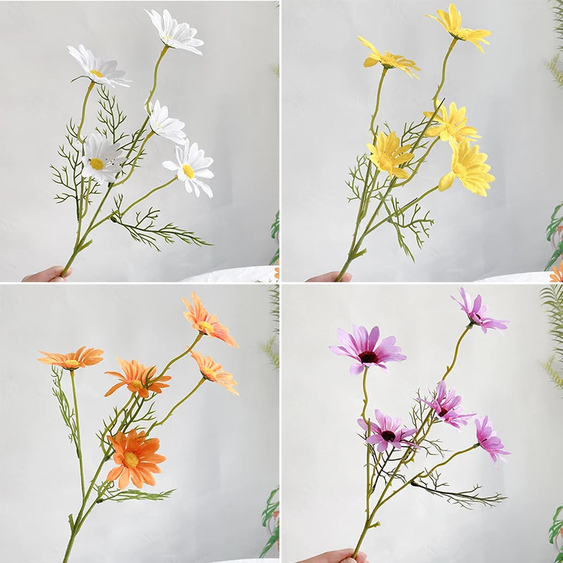 5 white daisy heads artificial flowers for festive decorations - vue 6 sur 11