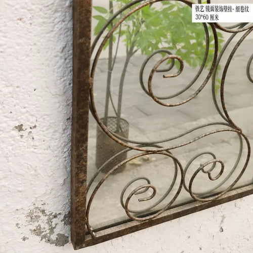 Nordic retro wooden mirrors for wall craft decoration - vue 7 sur 9