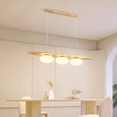 Solid wood chandelier with artistic glass pendant