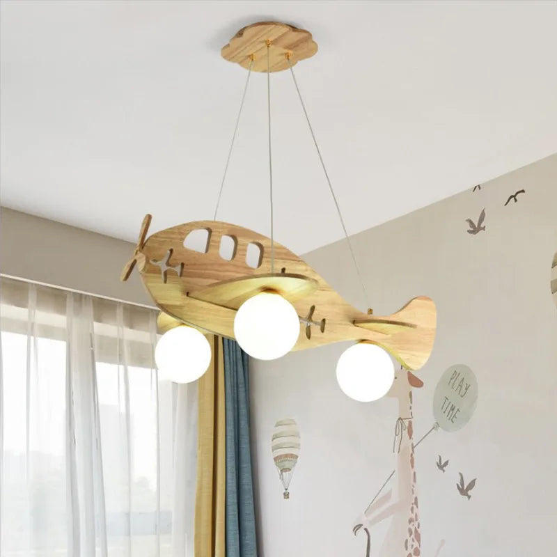 Handmade modern wooden chandelier for children