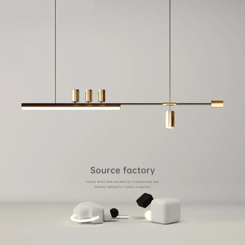Long nordic style LED pendant light for kitchen or bar table