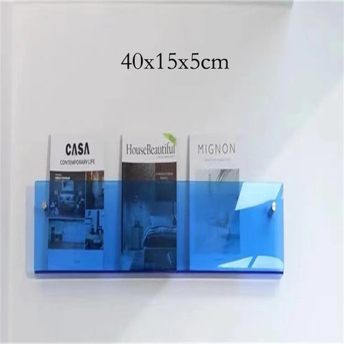 acrylic floating wall shelf magazine rack and literature organizer - vue 14 sur 52