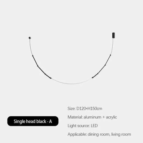 Modern Italian minimalist bamboo LED chandelier - vue 7 sur 14