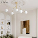 Minimalist Nordic pendant light with 5 decorative glass shades