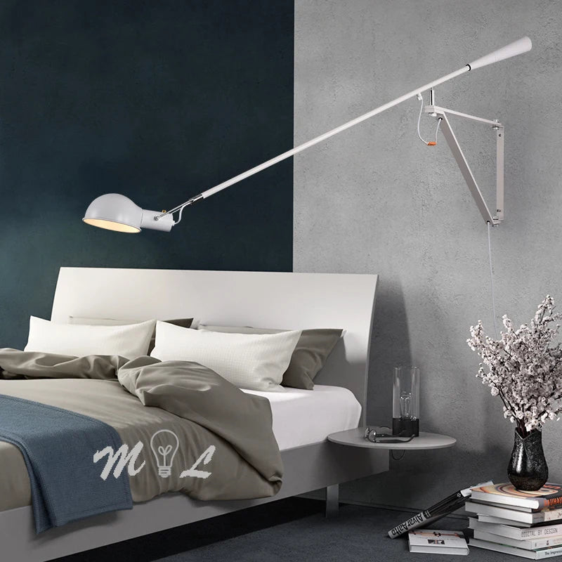 Nordic art deco iron LED wall lamp with elegant and rotating design - vue 3 sur 7