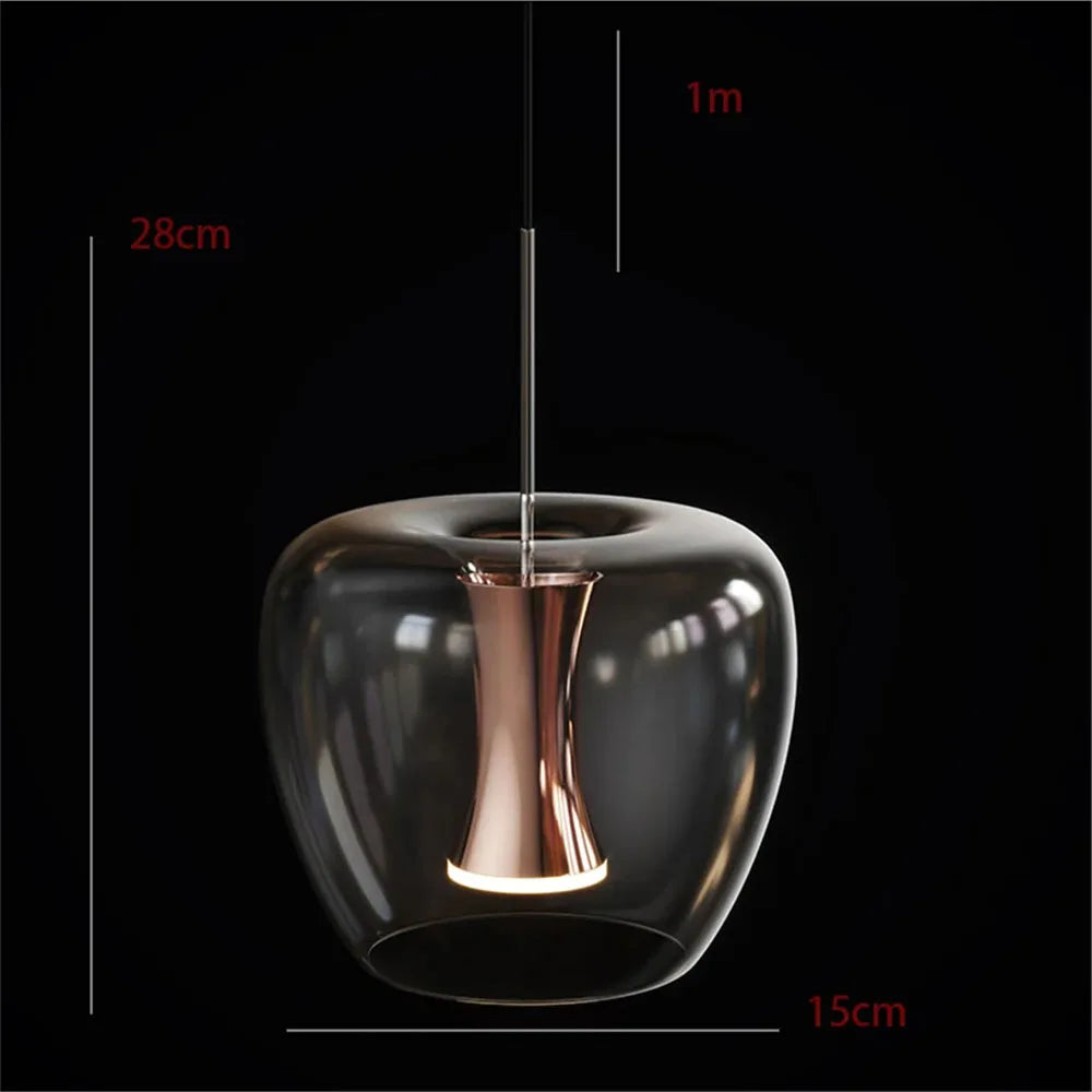 Modern clear glass LED pendant light for contemporary interior decor
