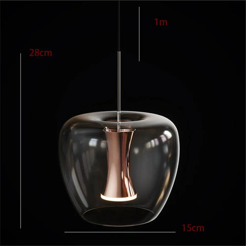 Modern clear glass LED pendant light for contemporary interior decor - vue 3 sur 10