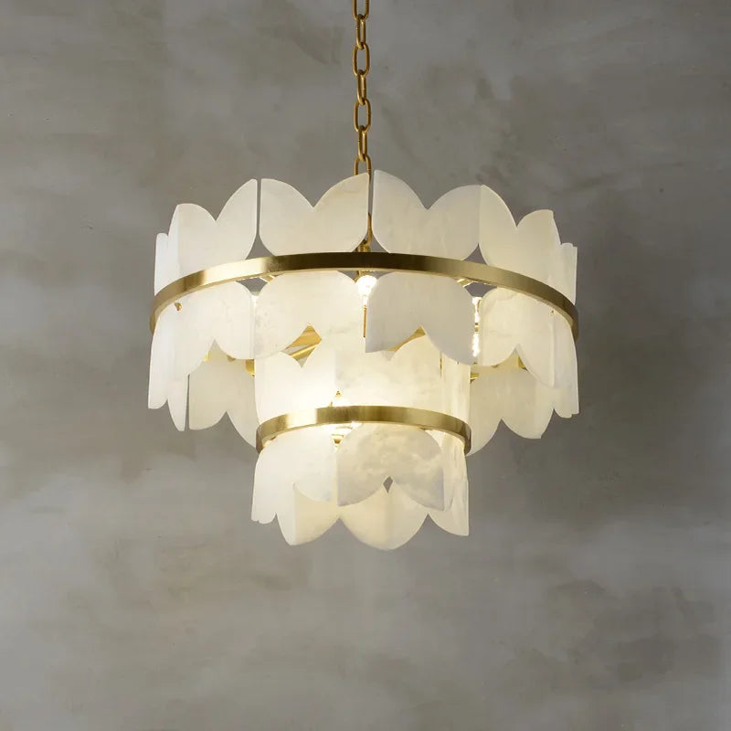 Natural marble and copper minimalist designer pendant light