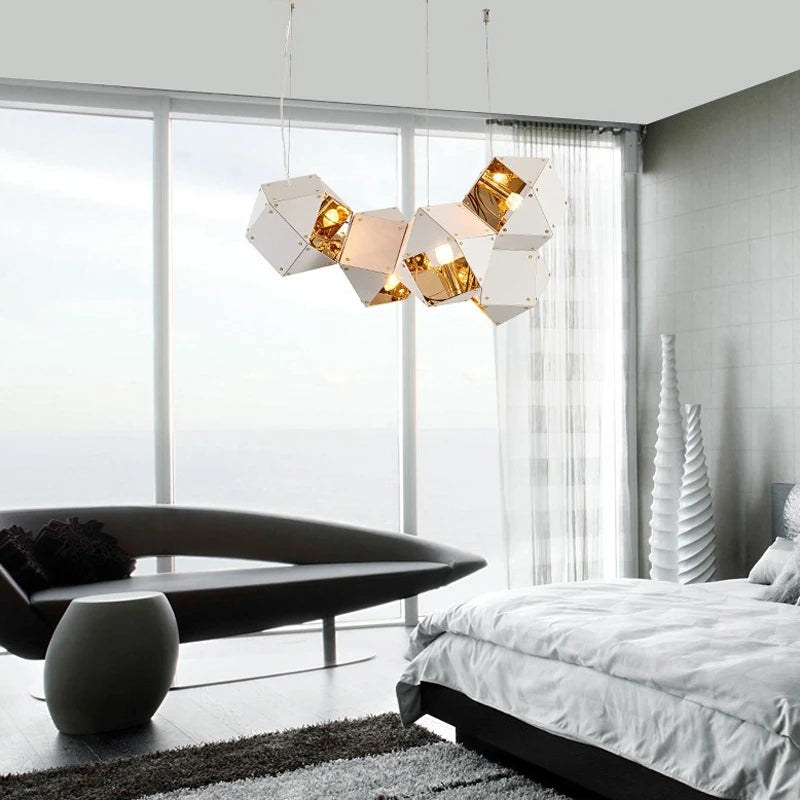 Art deco style LED cube pendant light, assorted colours, seasonal
