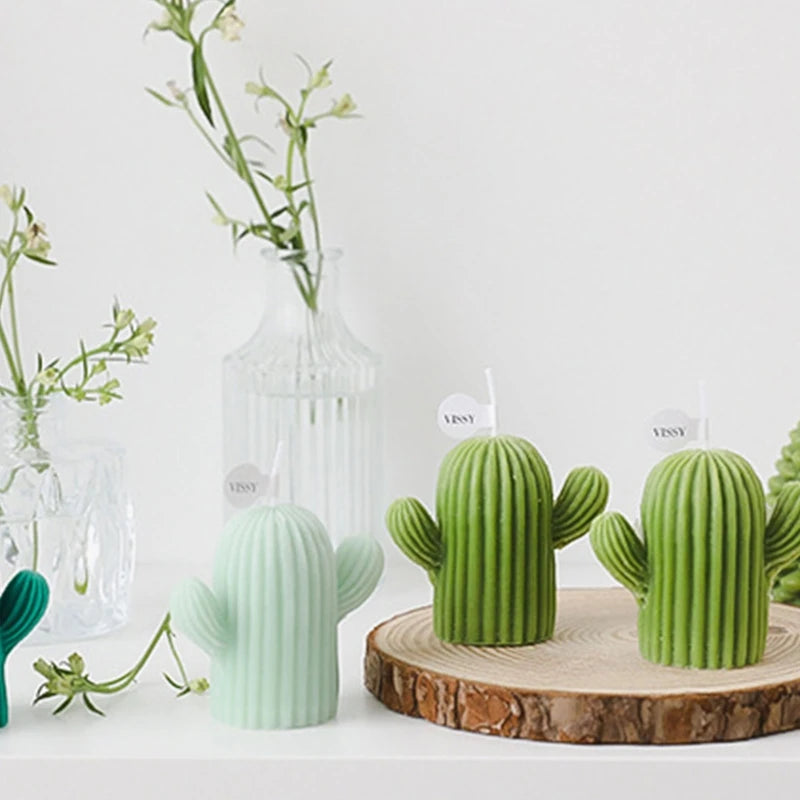 small cactus wax scented candles for home decor - vue 5 sur 9