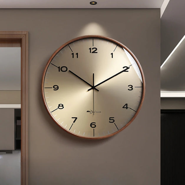modern solid wood wall clock for home decor