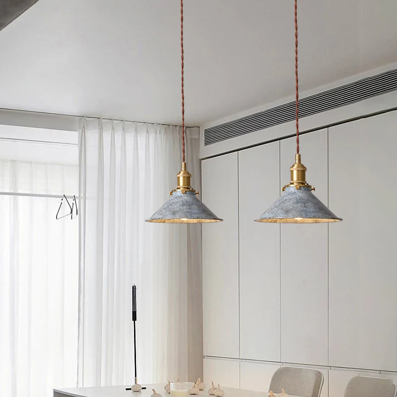 Vintage industrial loft pendant light with metal shade - vue 4 sur 12