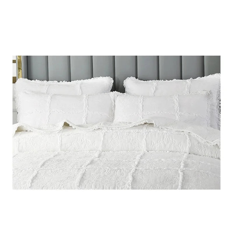 White Rose Plaid Cotton Bedspread, Quilted Duvet Blanket, American Coverlet, Cubrecam Bed Cover, Bedding Sets, Patchwork - vue 5 sur 6