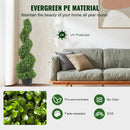 Decorative artificial spiral topiary plant in green plastic