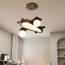 Solid wood airplane pendant light for children